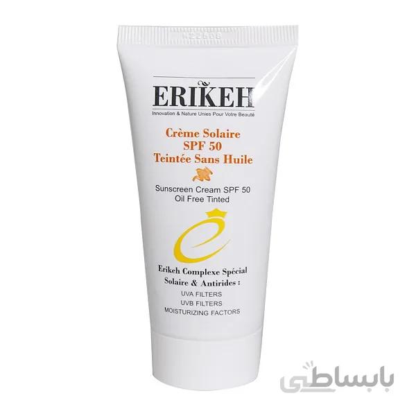 کرم ضد آفتاب رنگی اریکه 50 SPF فاقد چربی حجم 50 میلی لیتر