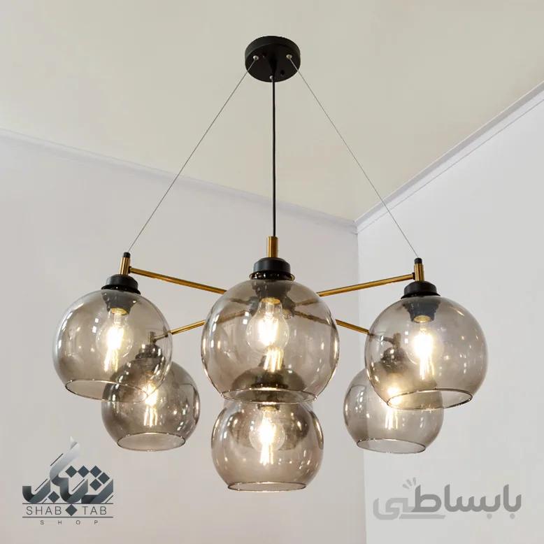 لوستر آویز هفت شعله آراد کد G120/7 مشکی