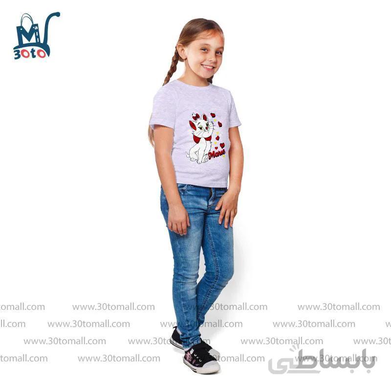تیشرت شلوارک دخترانه چاپدار طرح TP007 یاسی