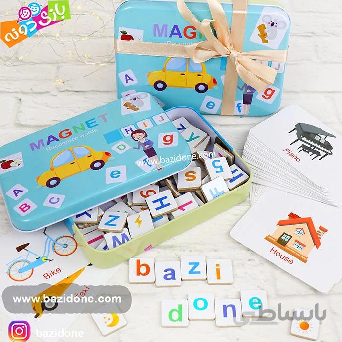 پازل مگنتی حروف و اعداد انگلیسی (جعبه فلزی)