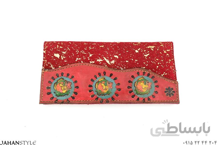 کیف پول و مدارک چرم اشبالت طبیعی مدل قلم زنی