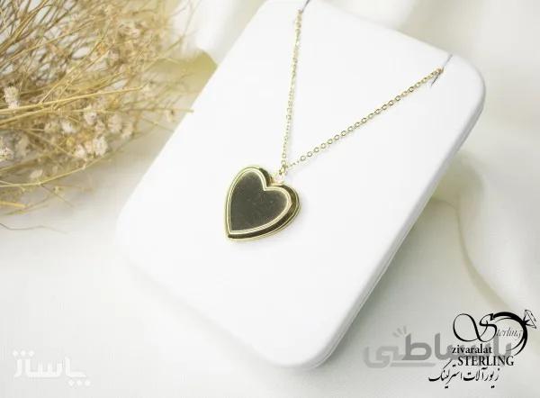 گردنبند زنانه قاب عکس طرح قلب آینه ای کد 693195