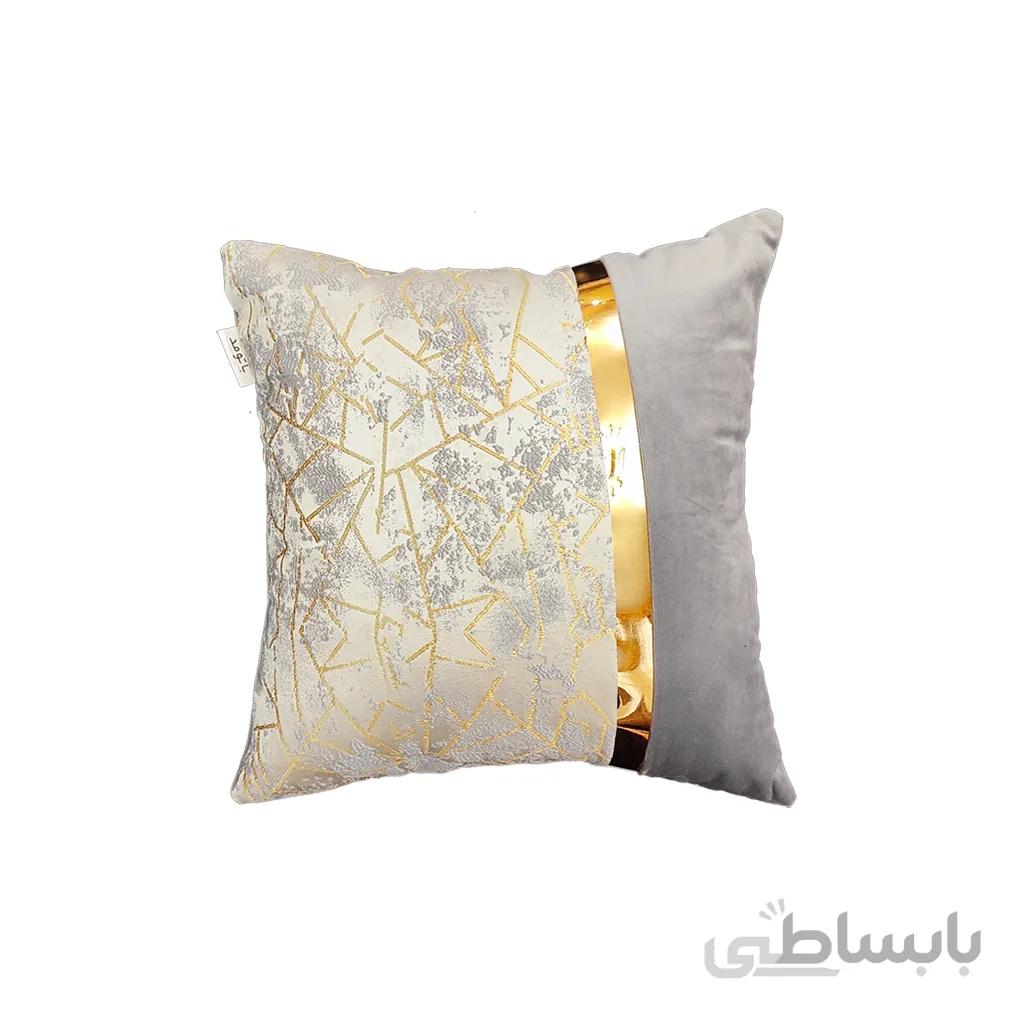 کوسن ترکیبی چرم و مخمل مدل یاسمن رنگ فیلی