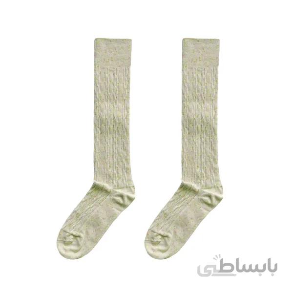 جوراب زیر زانو زنانه طرح بافت نپ دار سفید کد PH585