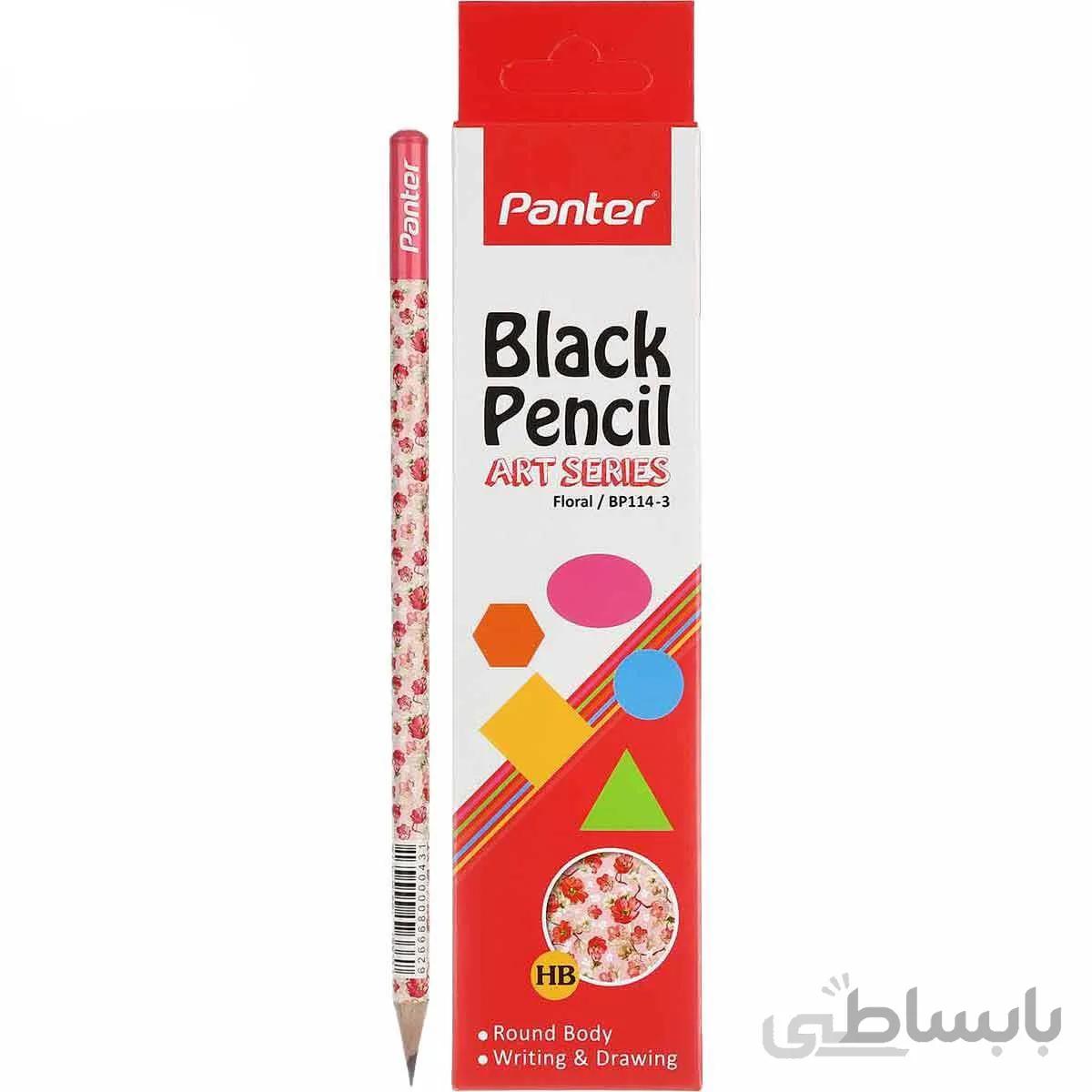 مداد مشکی پنتر سری آرت مدل Floral بسته‌ 12 عددی