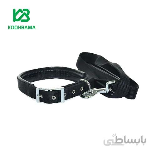 ست قلاده و بند نواری برزنتی با سگک تمام استیل QDM-2