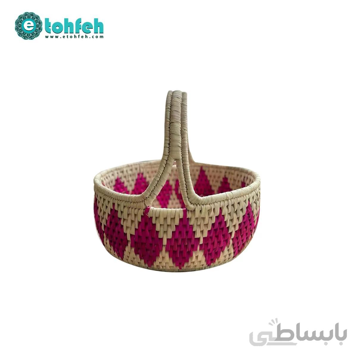 سبد پیک نیک حصیری طرح لوزی