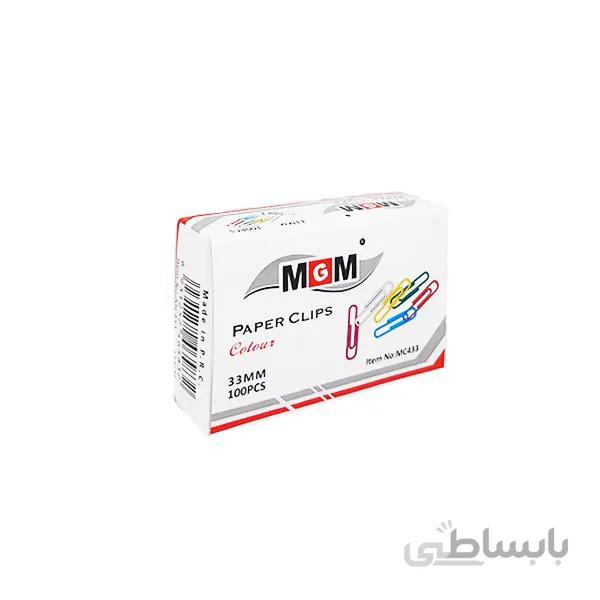 گیره رنگی کاغذ 33 میلیمتر بسته 100 عددی ام جی ام