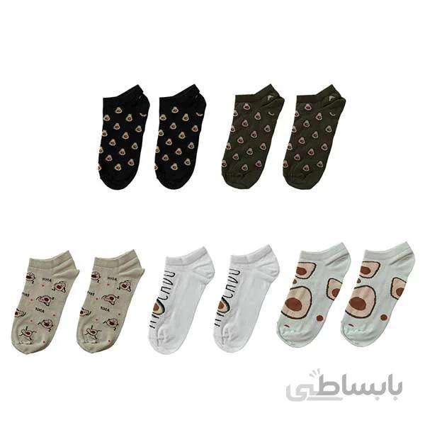 پک 5 جفتی جدیدترین مدل جوراب دخترانه و زنانه مچی کد PH493.6