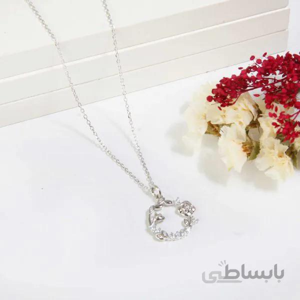 گردنبند نقره زنانه طرح حلقه گل
