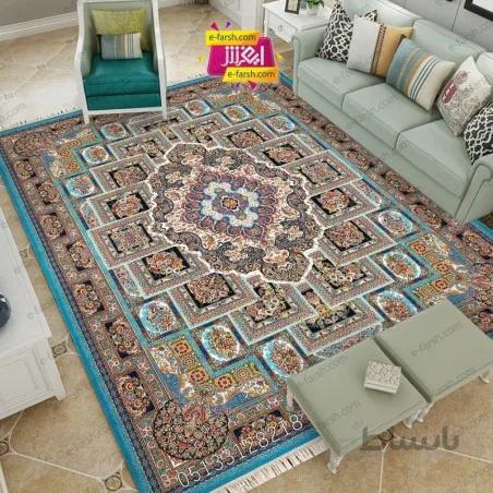 فرش ماشینی مشهد طرح 802040 آبی