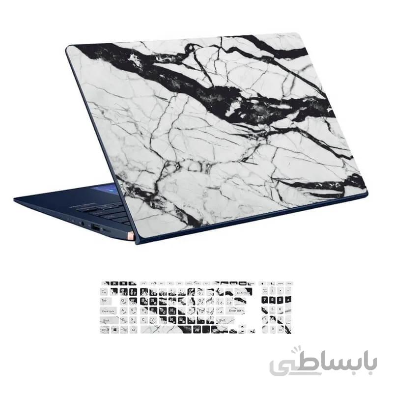 اسکین لپ تاپ طرح Marble کد ۰۱ به همراه استیکر کیبورد