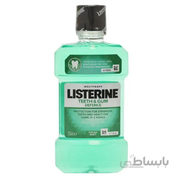 دهان شویه لیسترین مدل teeth and gum defence حجم 250 میلی لیتر