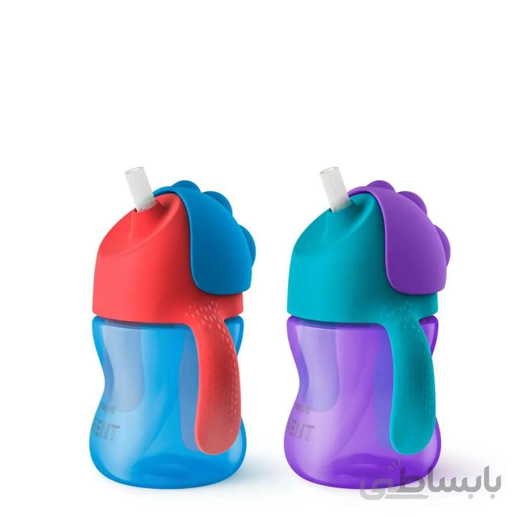 لیوان نی دار دسته دار فیلیپس اونت بنفش SCF796/00 با گنجایش 200 میلی لیتر ا Philips Avent Bendy Straw Cup Purple 200ml
