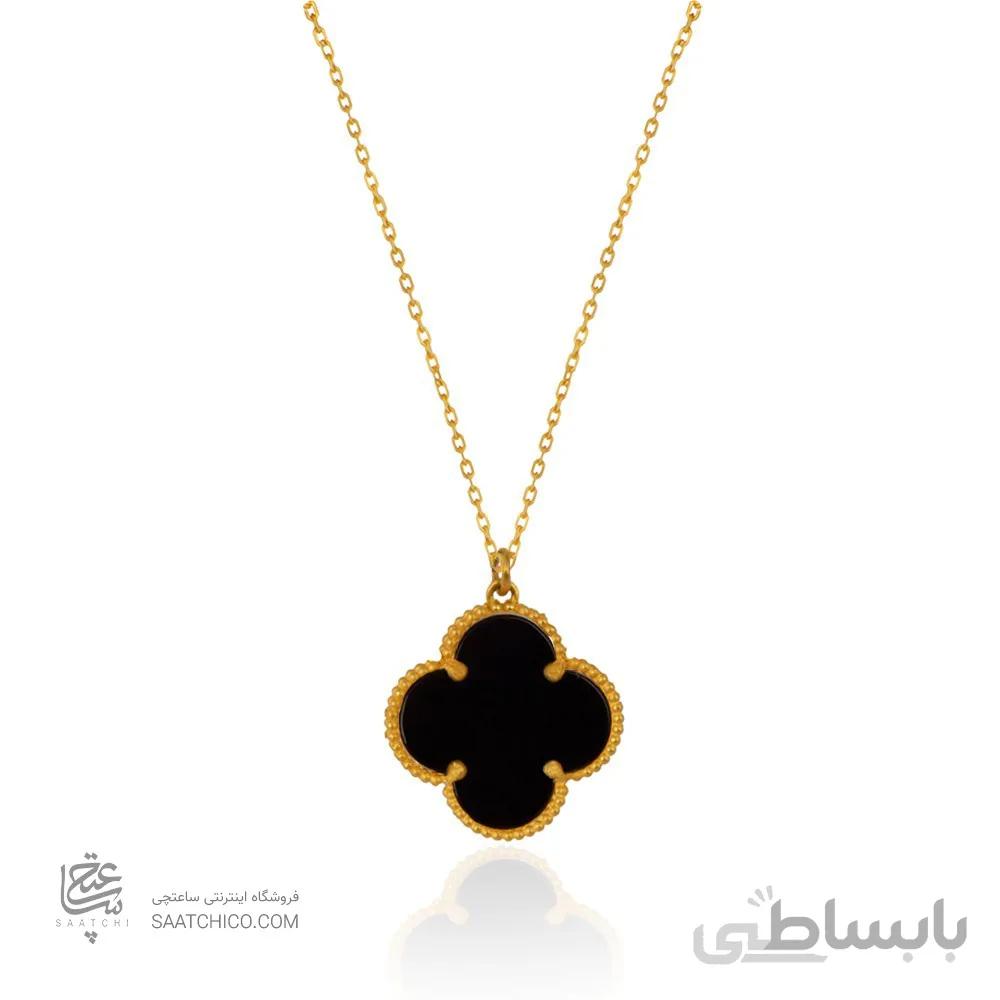 گردنبند طلا طرح گل چهار پر ونکلیف با سنگ کد XN319