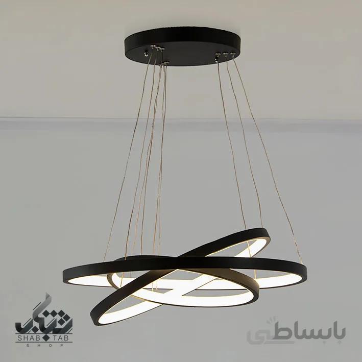 لوستر آویز LED حلقه ای 100 وات کد 6319 مشکی