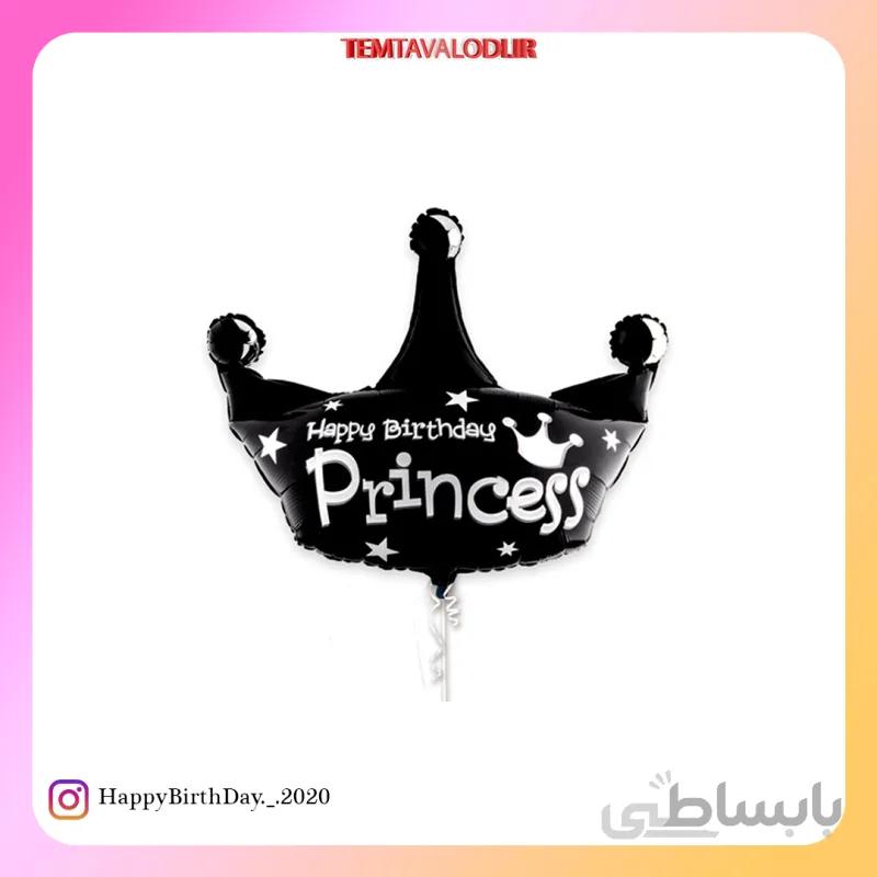 بادکنک فویلی تاج مشکی پرنسس
