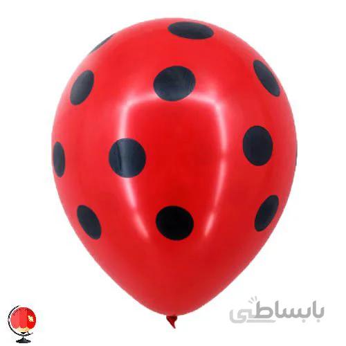 بادکنک قرمز خالدار مشکی سایز 12 اینچ