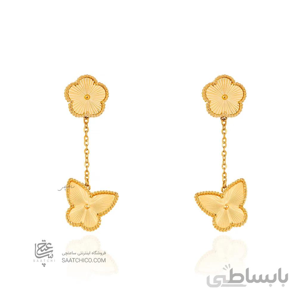 گوشواره طلا طرح گل و پروانه کد CE423
