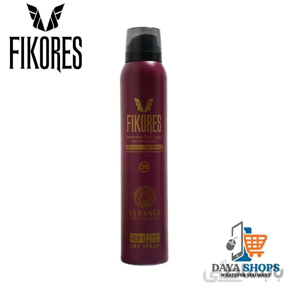 اسپری بدن زنانه مدل Versace Crystal Noir فیکورس کد 39 ا Fresh boost dry spray Versace Crystal Noir fikores