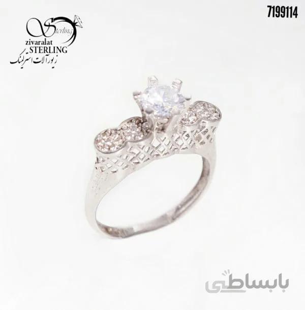 انگشتر نقره زنانه مدل تک نگین ستاره
