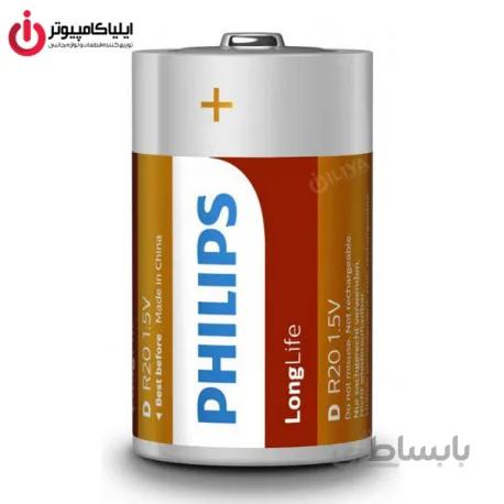 باتری سایز D زینک برند فیلیپس مدل R20L2F/97 سری Long Life
