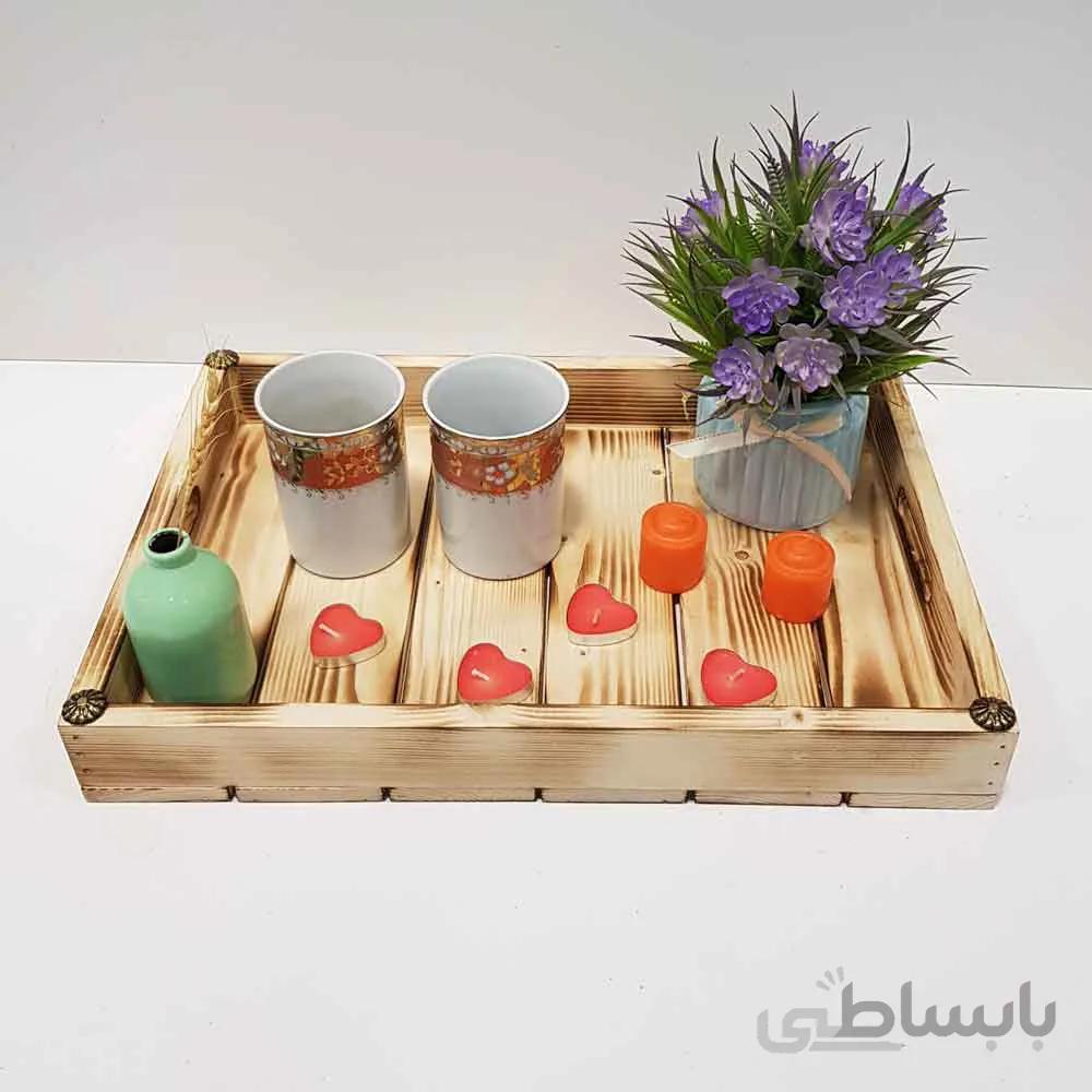 سینی چوبی بزرگ رنگ روشن
