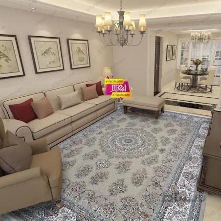 فرش ماشینی زمرد مشهد طرح 45002 نسکافه ای