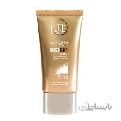 کرم ضد آفتاب بی رنگ SPF 50 ژوت مناسب انواع پوست Jute Sunscreen Cream For All Skin With SPF50
