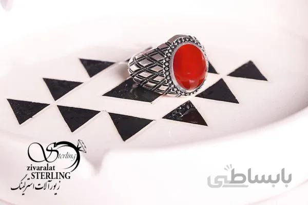 انگشتر نقره مردانه با سنگ عقیق