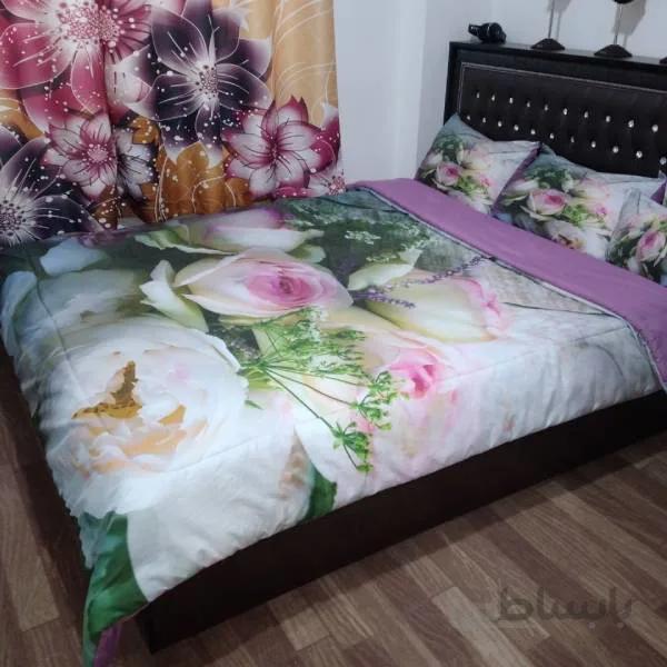 روتختی سه بعدی ساتن ابریشم ترک طرح گلدار - کد N 0017
