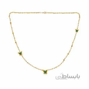 گردنبند طلا طرح پروانه با گوی البرنادو کد XN329