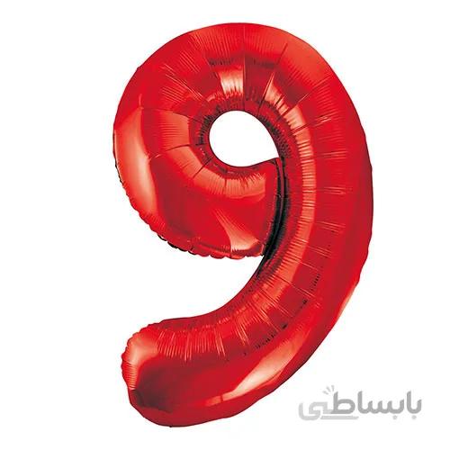 بادکنک فویلی عددی ساده قرمز عدد ۹