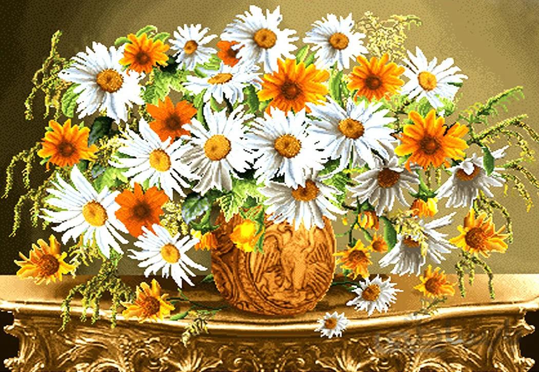 نخ و نقشه تابلو فرش گل و گلدان کد 1755
