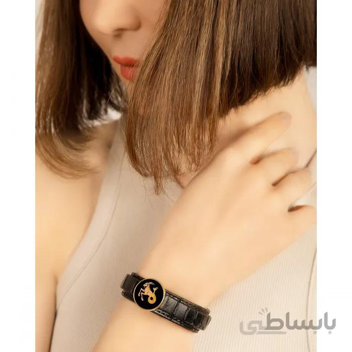 دستبند چرم روکش طلا سری ونوس ماه دی GLBM010