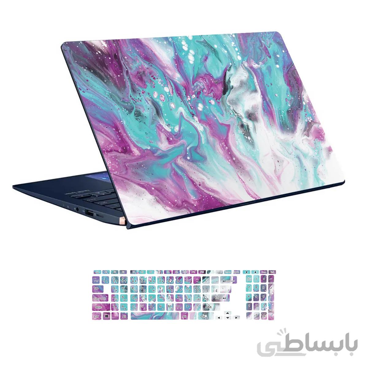 اسکین لپ تاپ طرح Colourful کد ۳۵ به همراه استیکر کیبورد