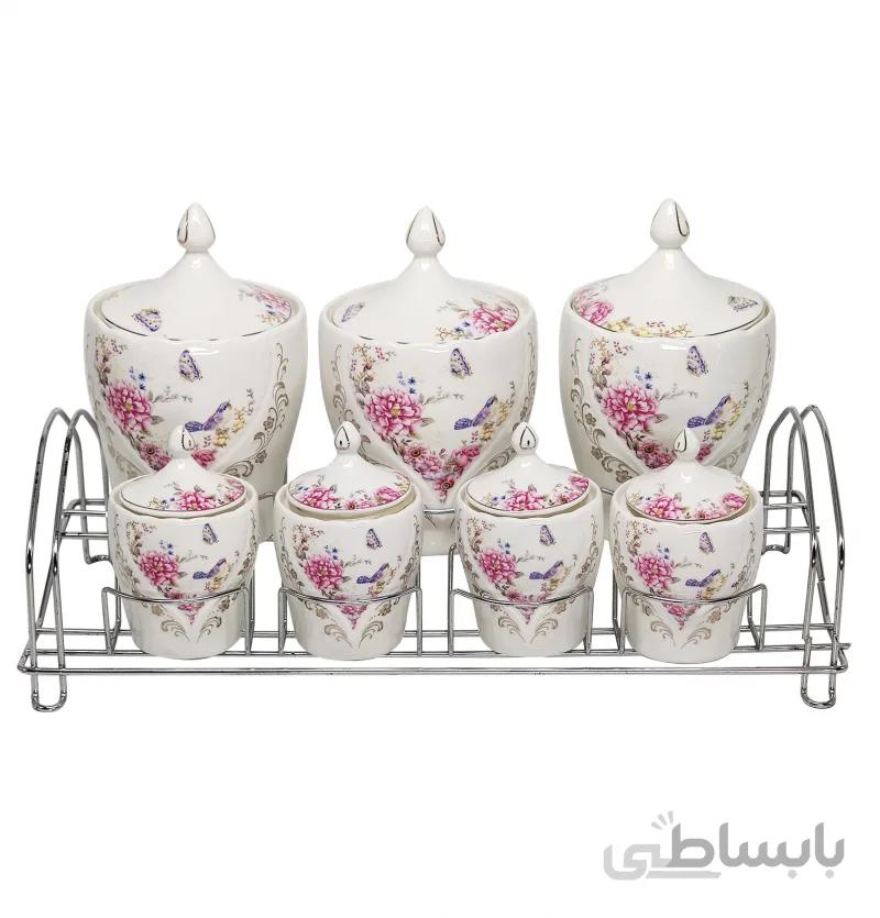 ست پاسماوری و جای ادویه 7 پارچه طرح دار کد G&H