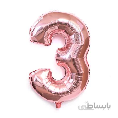 بادکنک فویلی عددی رزگلد عدد ۳