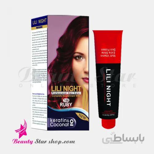 کیت رنگ مو یاقوتی شماره 7.66 لی لی نایت حجم 120 ميلی لیتر