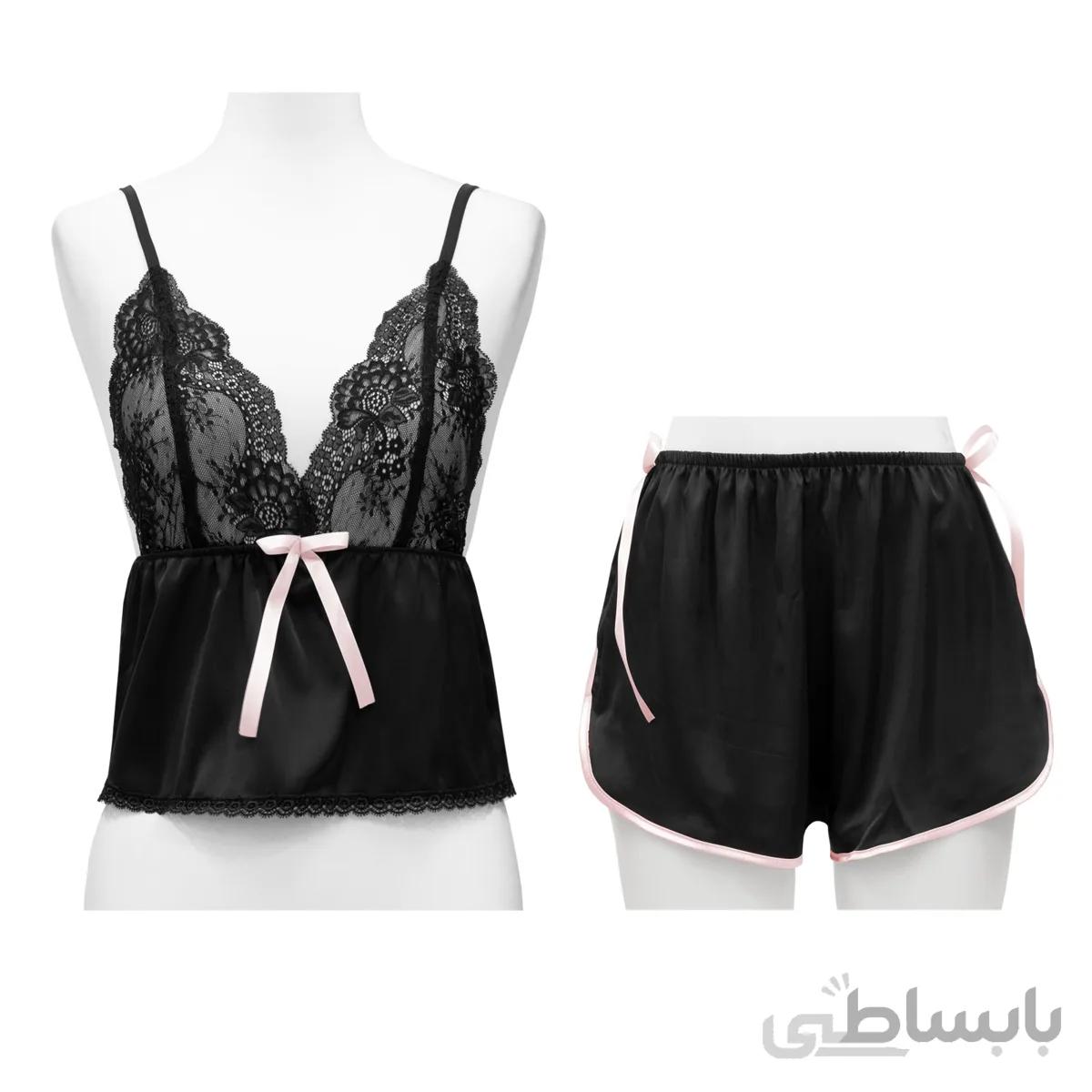 تاپ و شورتک ساتن و گیپور فانتزی لورنزا 570