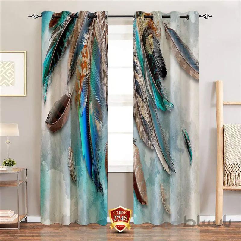 پرده پانچی کد 2748-3d-b طرح سه بعدی پر طاووس