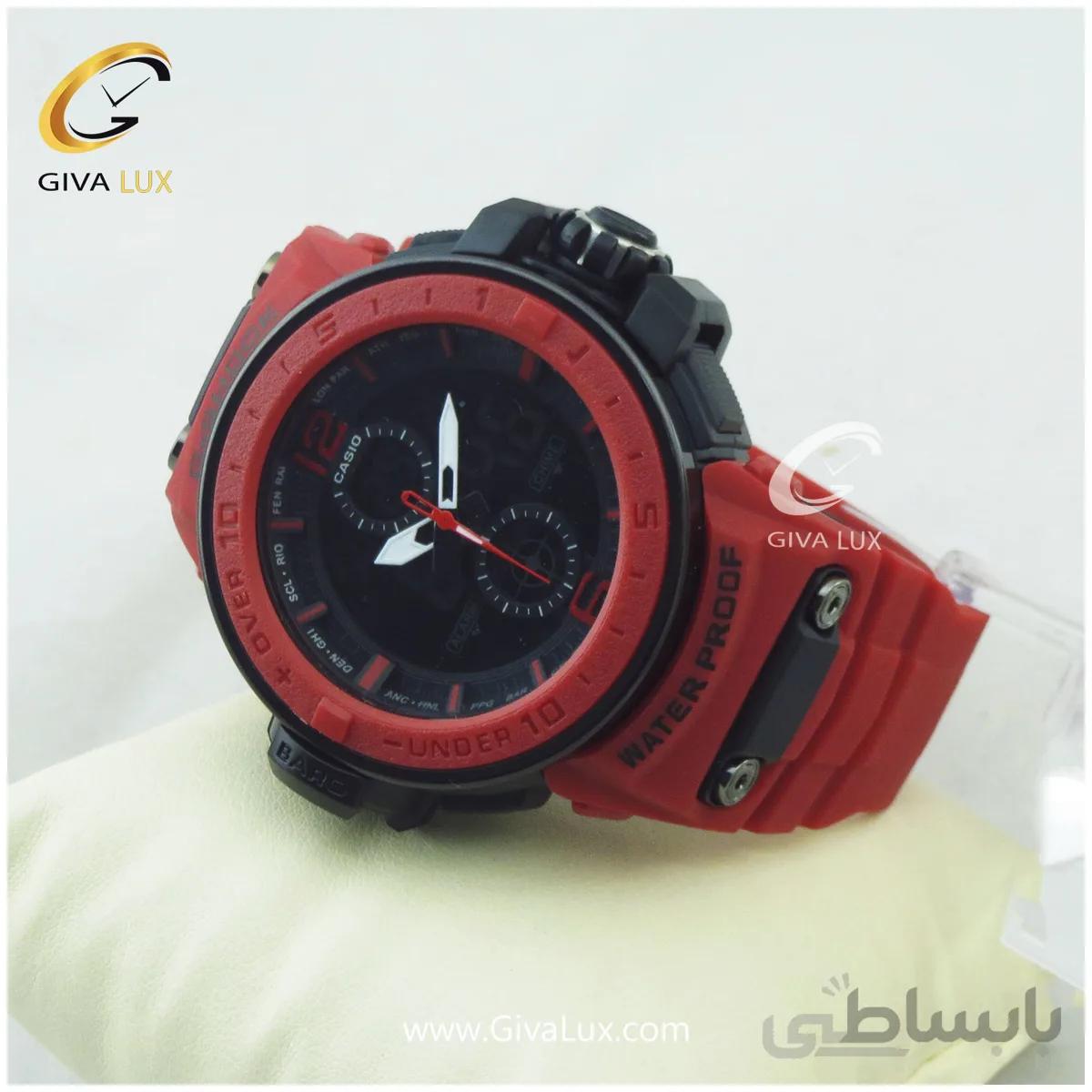 ساعت مچی اسپرت کاسیو جیشاک G-shock دو زمانه قرمز