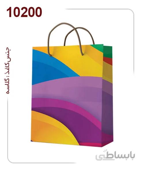 ساکدستی فانتزی رنگی با کاغذ نخودی کد10200