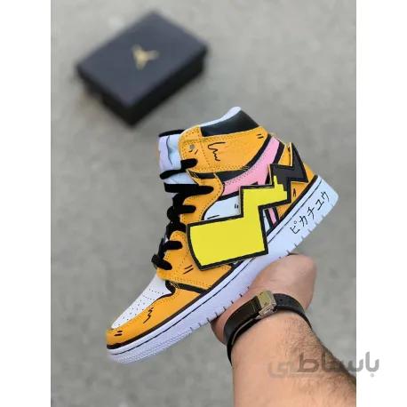 نایک ایرجردن ساقدار پیکاچو Air Jordan 1 AJ1 Mid DIY Pikachu Custom