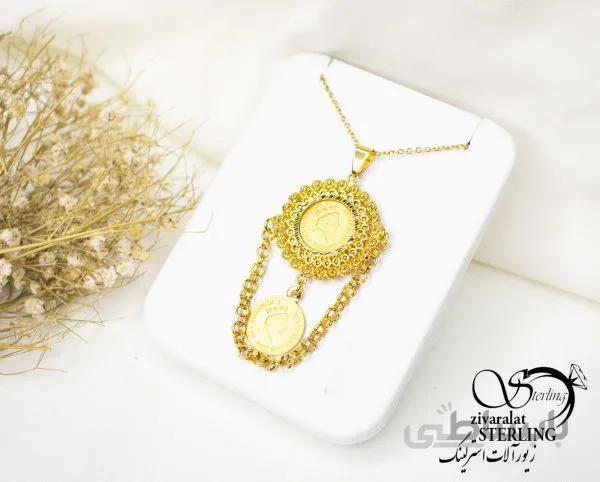 گردنبند زنانه طرح طلا طرح سکه ای آویزدار