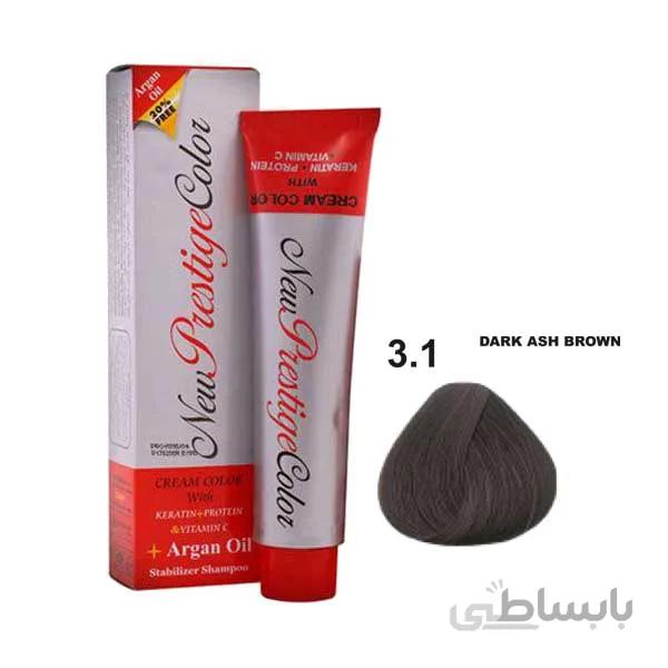 رنگ موی نیو پرستیژ کالر سری خاکستری شماره 3.1 رنگ قهوه ای خاکستری تیره حجم 120 میلی لیتر
