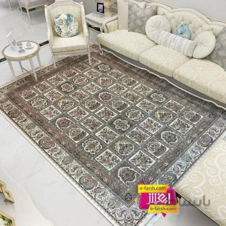 فرش ماشینی زمرد مشهد طرح 50002 کرم گل برجسته