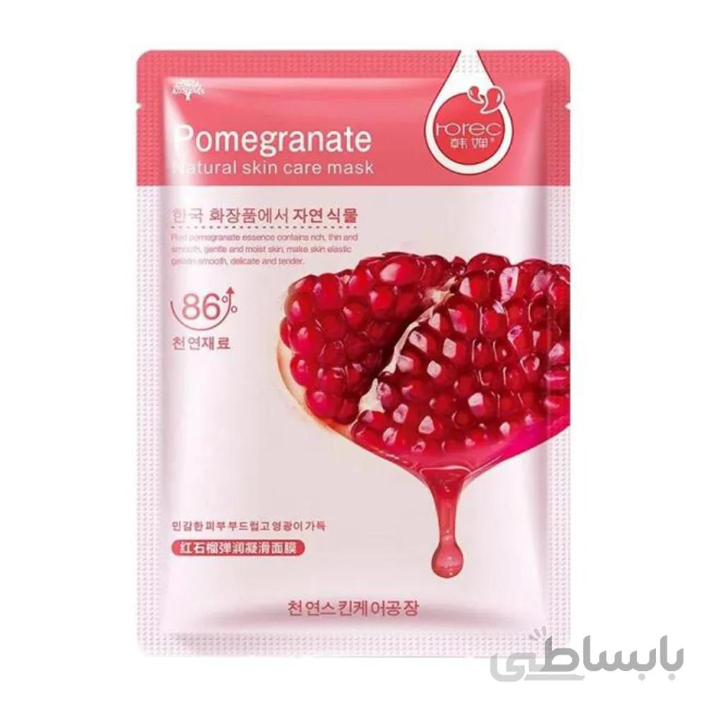 ماسک ورقه ای آبرسان صورت عصاره انار برند رورک