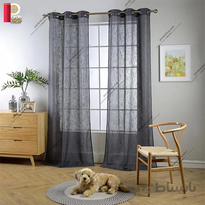 پرده پانچی تور کتان برند ParsDecor رنگ مشکی