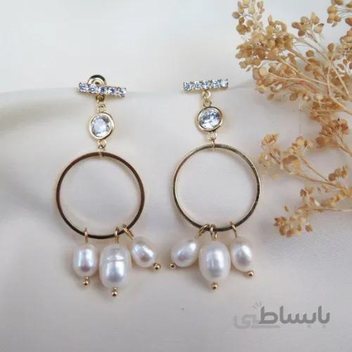 گوشواره با آویز مروارید طبیعی